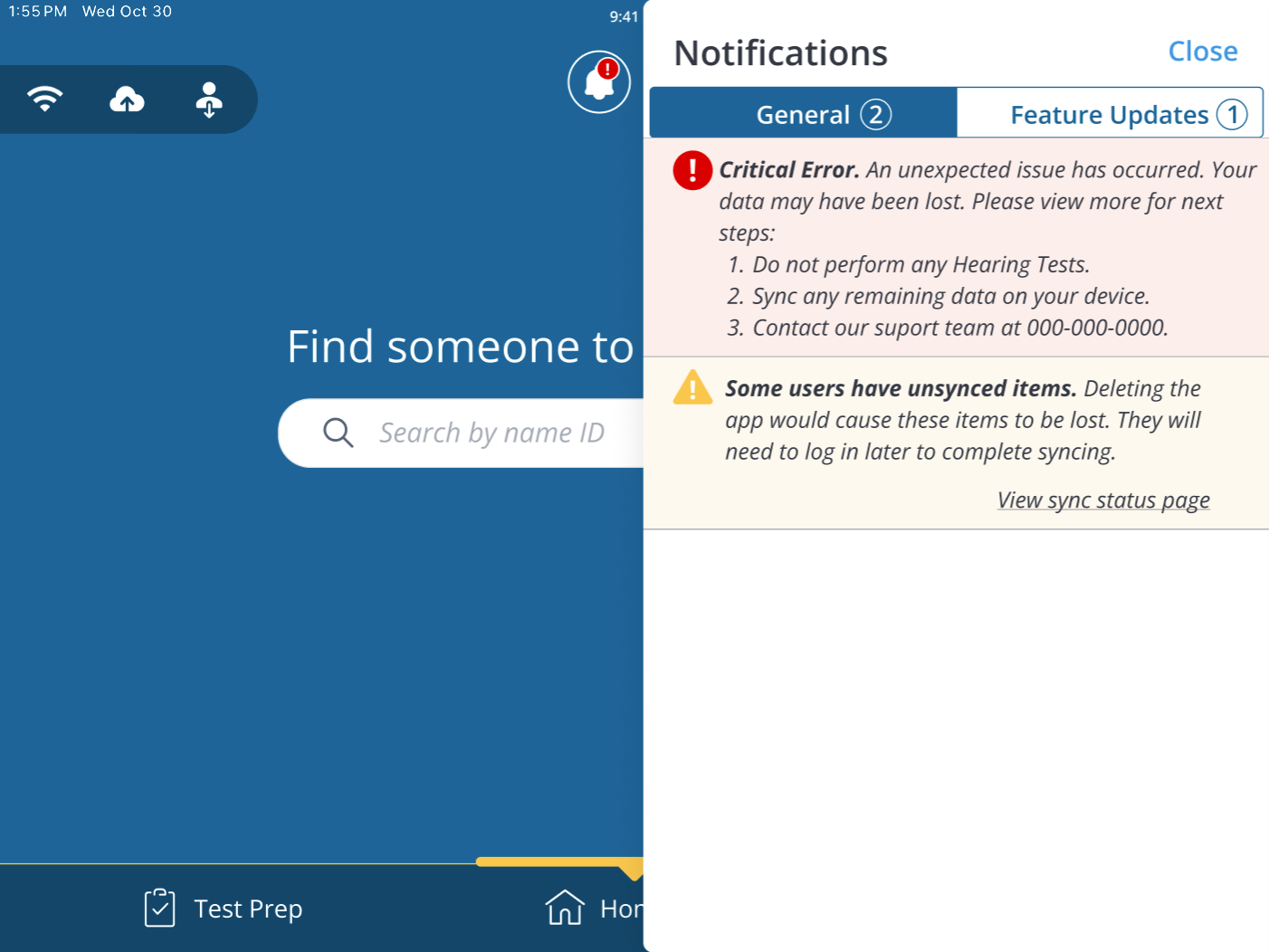 A screenshot of the notifications panel flyout with unread general notifications.