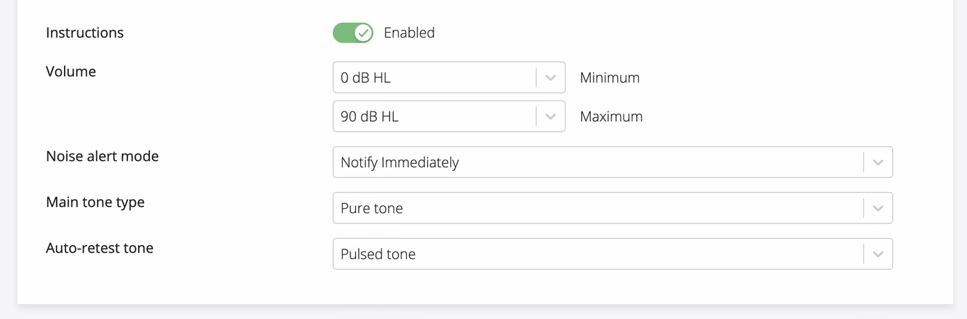 A screenshot of the "auto-retest tone" setting.