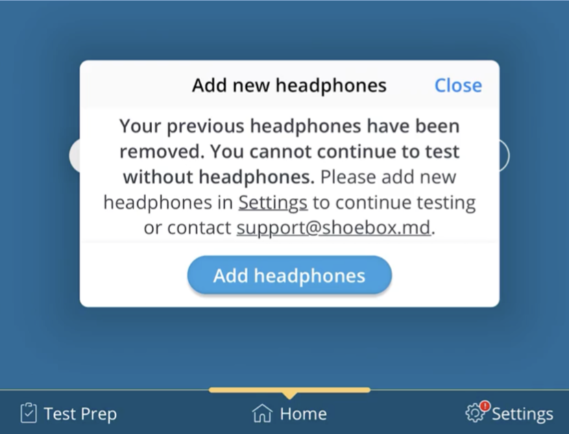 A screenshot of the Add new headphone popup that is displayed when no headphones are plugged in.