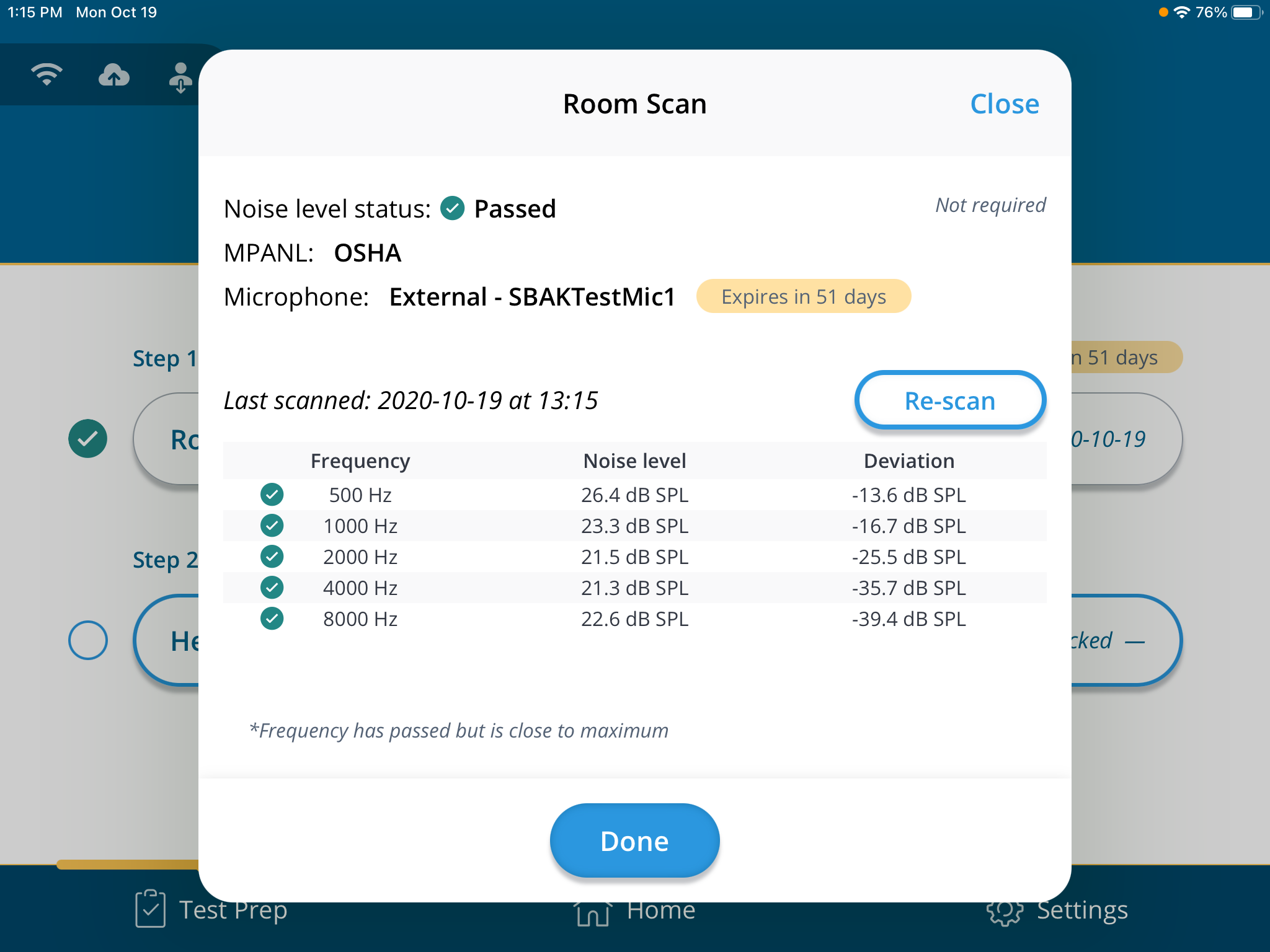 A screenshot of a successful room scan.