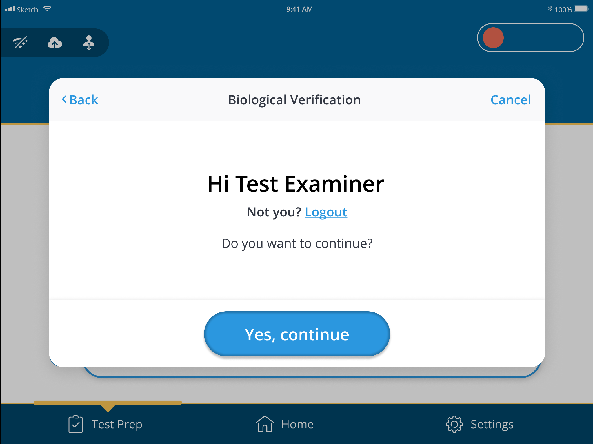 A screenshot of the prompt to verify the currently logged in user.