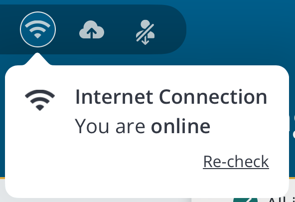 A screenshot of the internet connection status on the PureTest app.