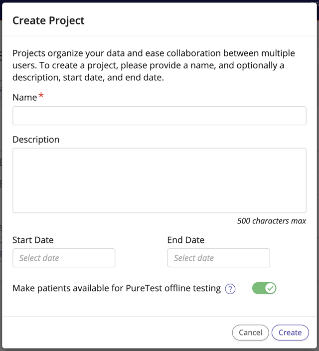 A screenshot of the Create Project wizard.