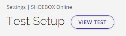 A screenshot of the View Test button in SHOEBOX Online's settings.