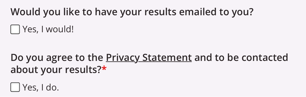 A screenshot of the second prompt to send a participant their test results.