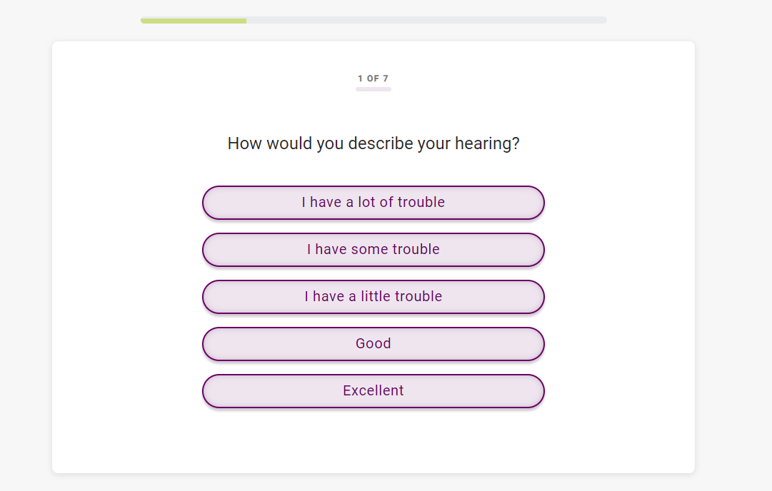 A screenshot of the SHOEBOX Online screener's dynamic questionnaire.