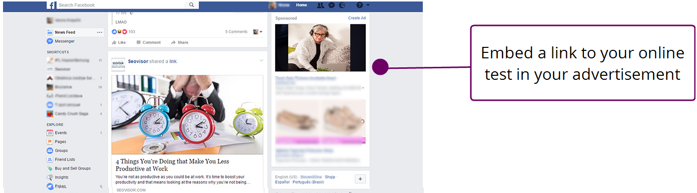 An image showing an example of a SHOEBOX Online link as part of an ad campaign