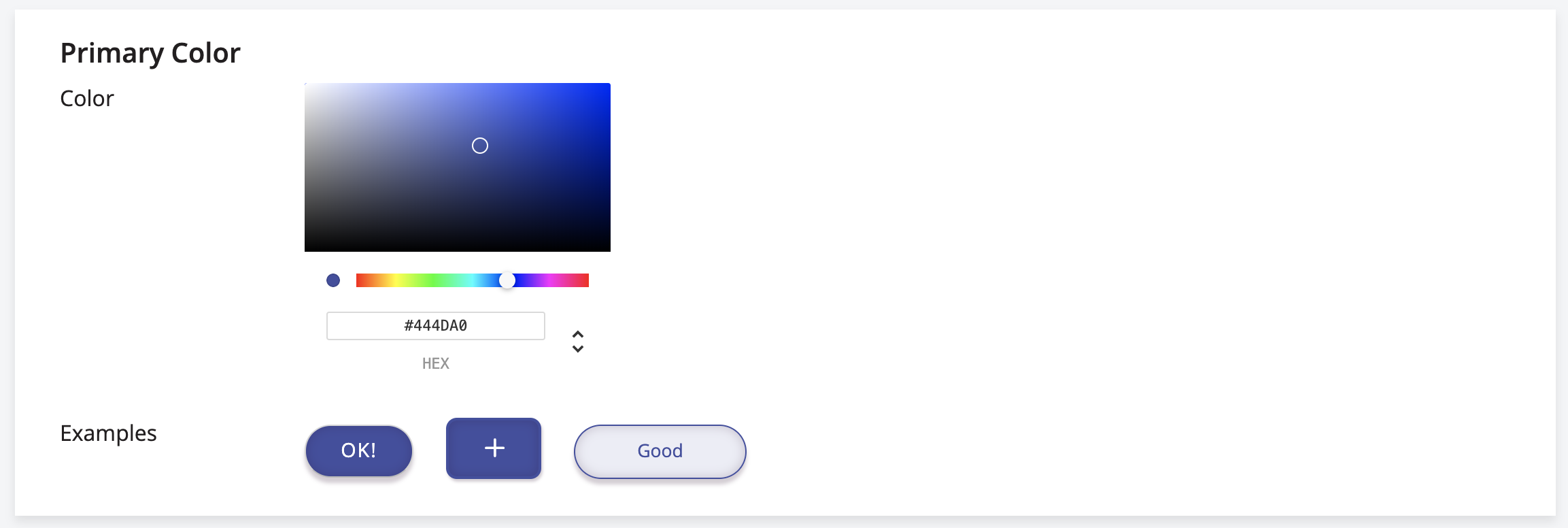 A screenshot of the Primary Color branding setting in SHOEBOX Online.