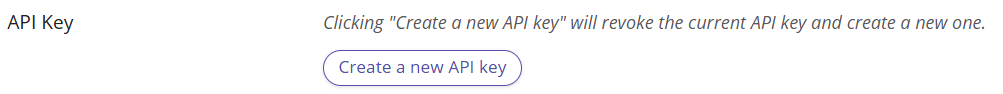A screenshot of the button in the API settings that generates the API key.