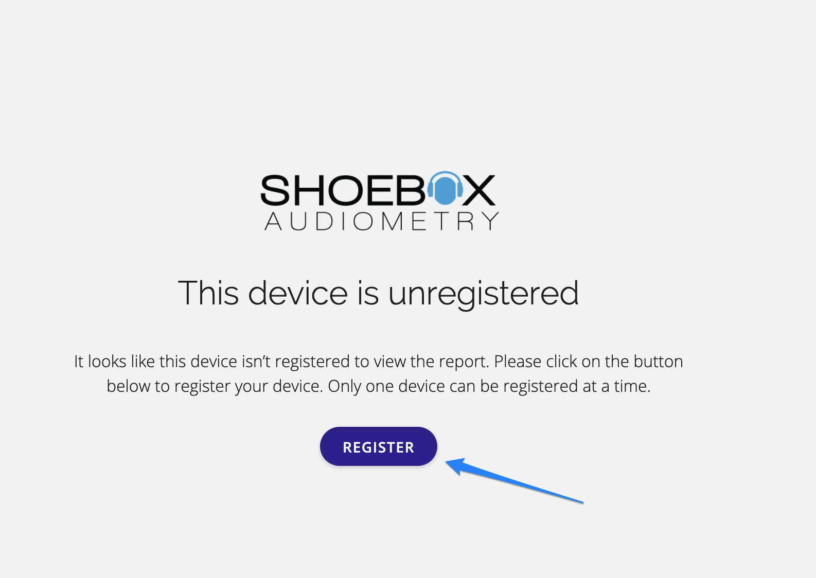 A screenshot of the message that is displayed when a user clicks the link to a shared report and has not registered.