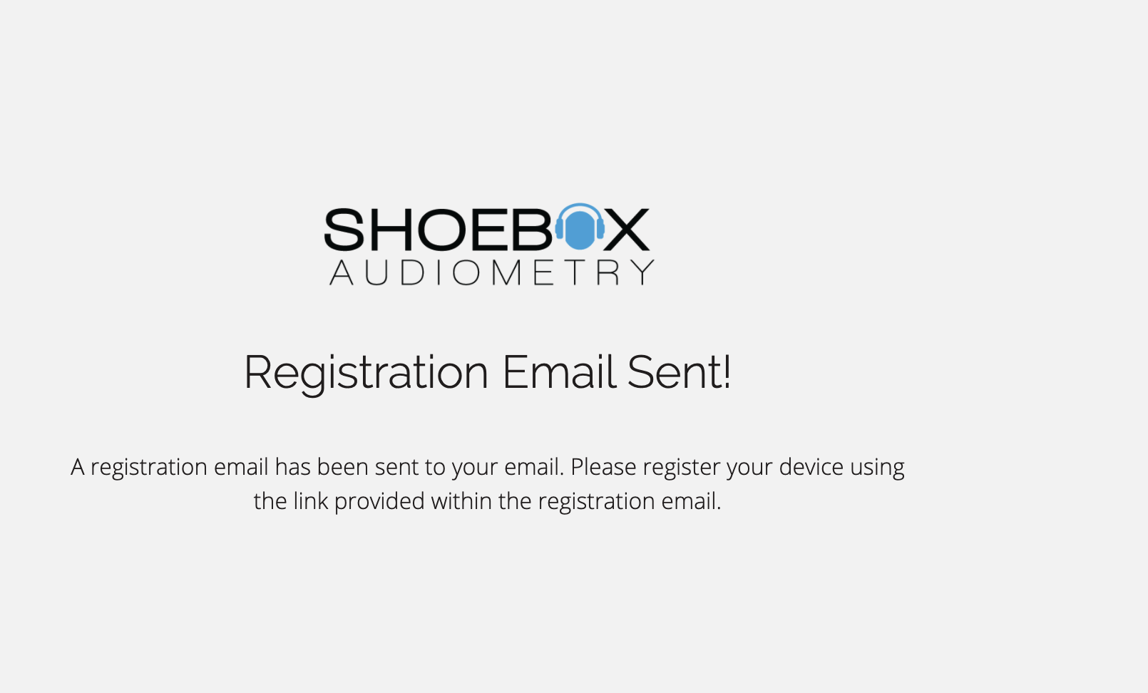 A screenshot of the message that is displayed when a user clicks on the Register button.