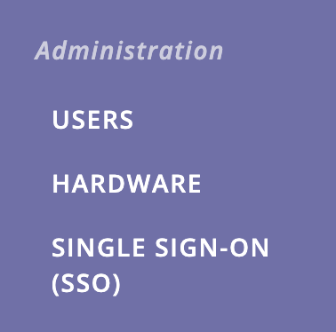 A screenshot of the sidebar menu with the administration section highlighted.