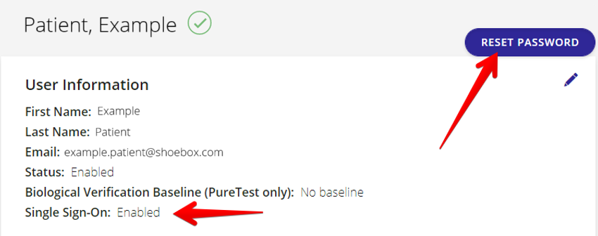A screenshot showing the known issue of the Reset Password button continues to be displayed even though SSO is enabled.