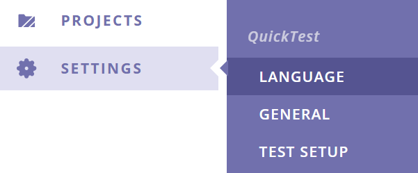 A screenshot of the Language option under Settings in the Data Management Portal menu.
