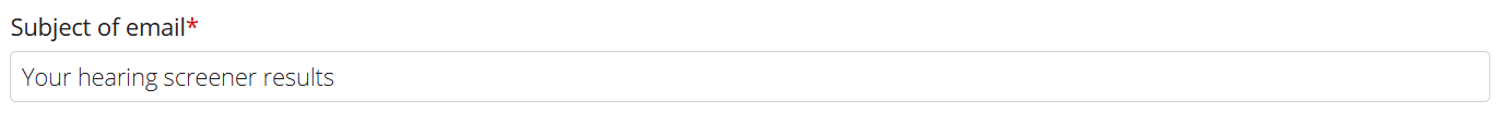 A screenshot of the email subject setting for participant results emails.