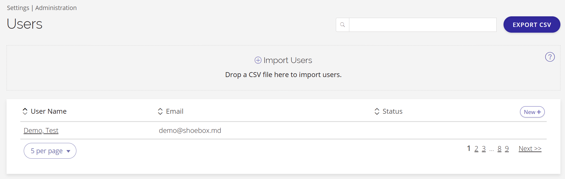 A screenshot of the Users page.