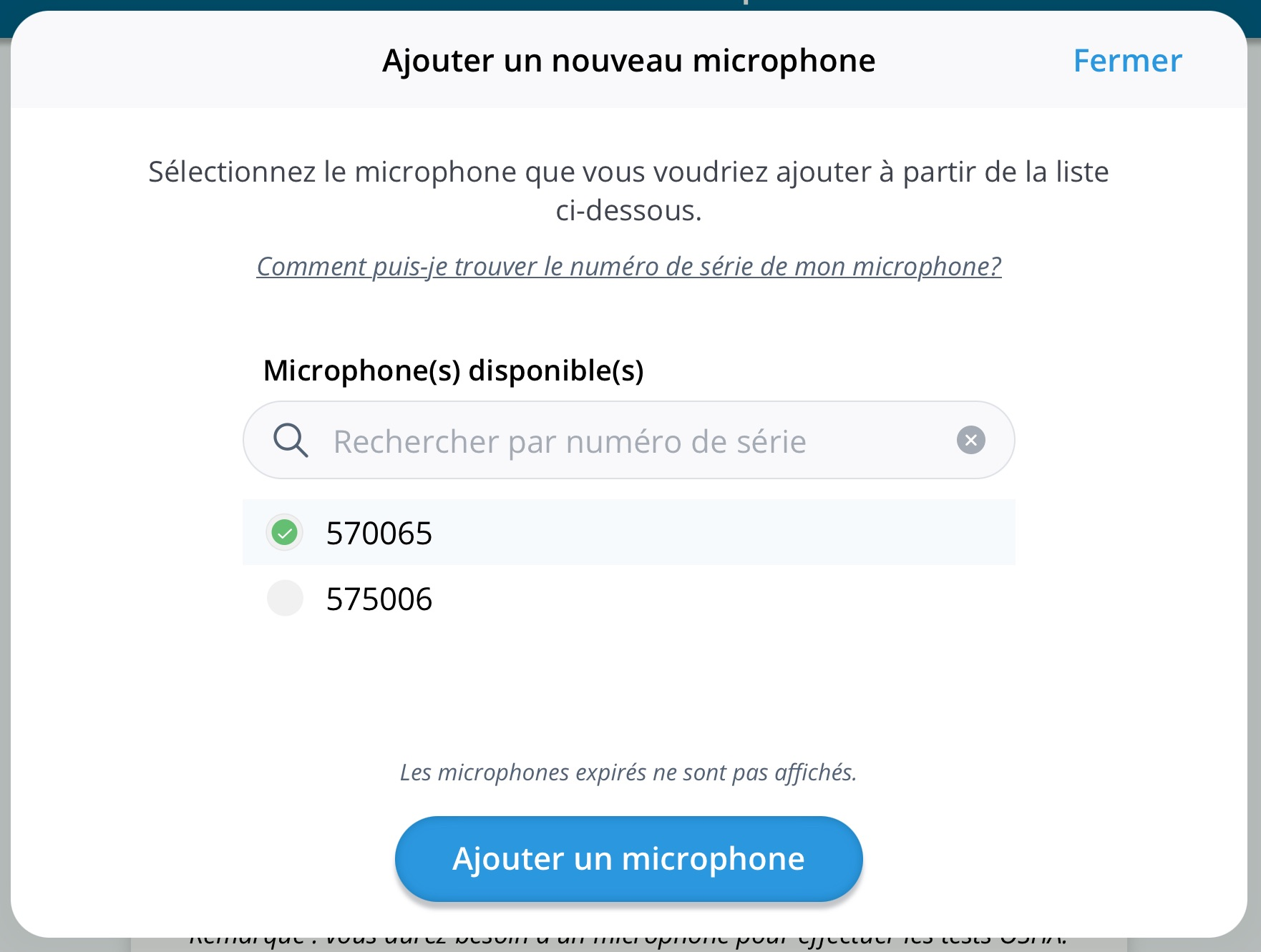 Une capture d'écran de la fenêtre « Ajouter un nouveau microphone ».