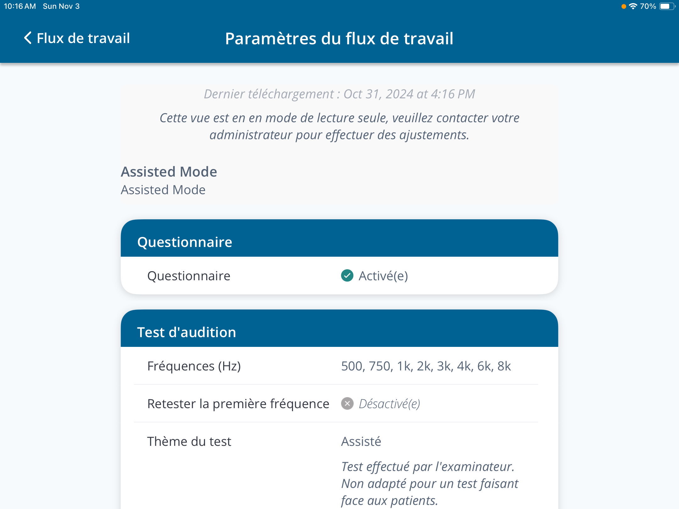 Une capture d'écran de la page « Paramètres du flux de travail ».