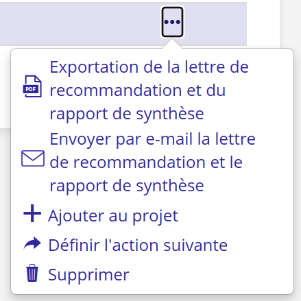 Une capture d'écran du menu à trois points avec l'option « Supprimer » mise en évidence.