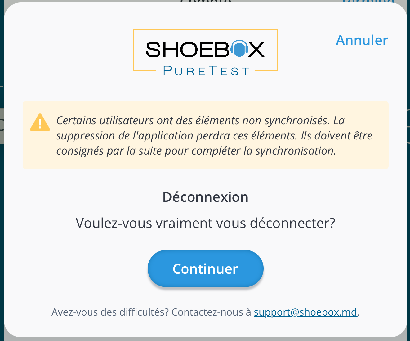 Une capture d'écran de la notification qui s'affiche lors du changement de compte.
