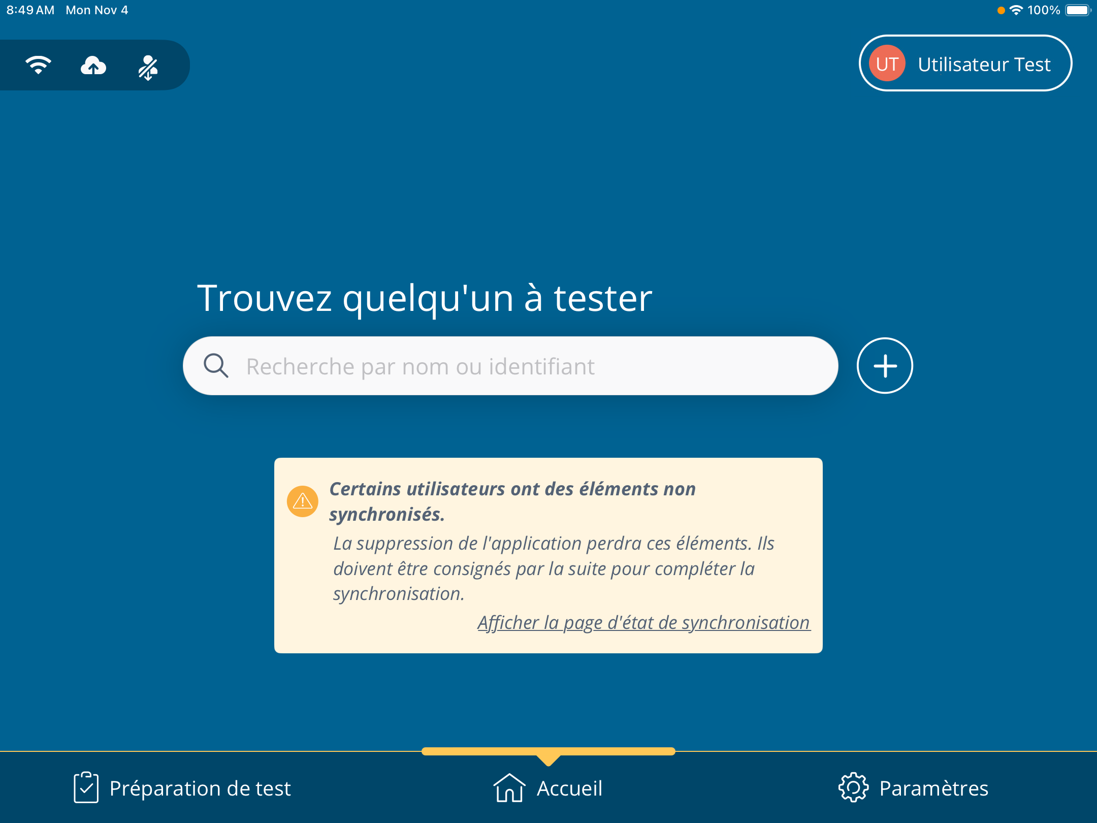 Une capture d'écran de la notification qui s'affiche sur l'écran d'accueil lorsqu'il y a des données non synchronisées.