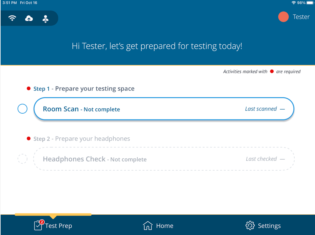 A screenshot of the Test Prep page without biological verification included.