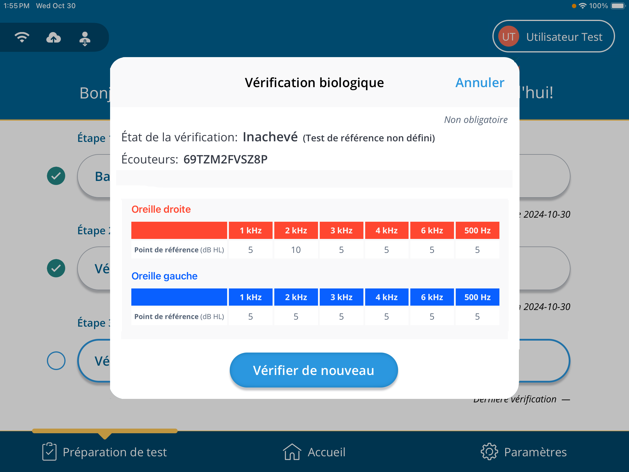 Une capture d'écran de la fenêtre de vérification de l'utilisateur actuellement connecté.