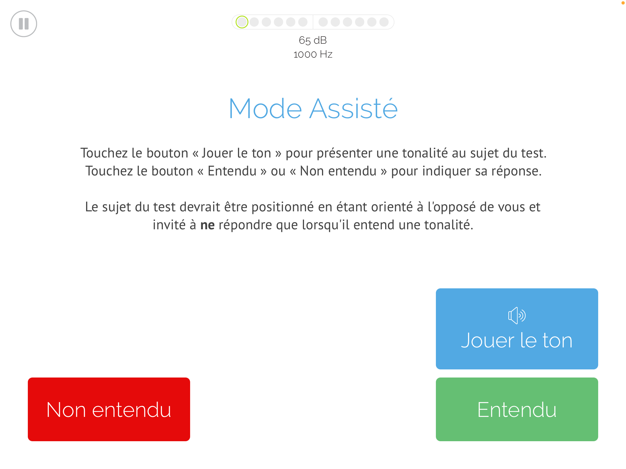 Une capture d'écran du test en mode assisté.