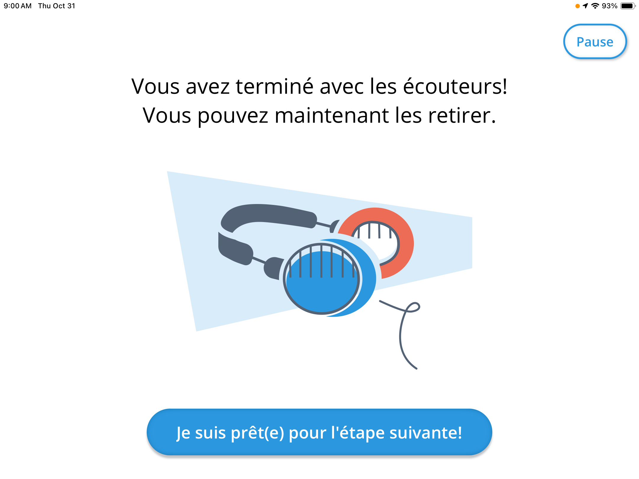 Une série de captures d'écran qui s'affichent une fois que le patient a terminé le test.