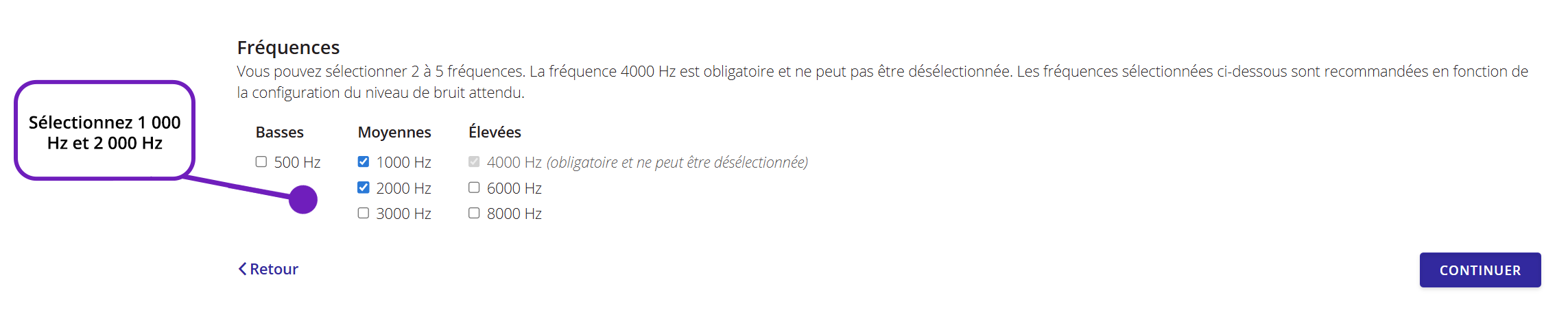 Une capture d'écran du paramètre « Fréquence » de QuickTest.