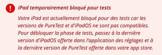 Une capture d'écran du premier message d'erreur.