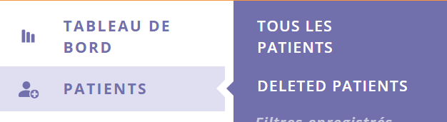 Une capture d'écran de l'option « Tous les patients » dans le menu du Portail de gestion des données.