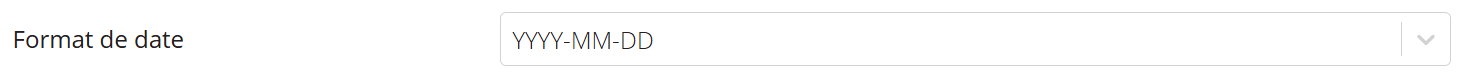 Capture d'écran d'une section du modèle d'exportation personnalisé permettant de modifier le format de la date.