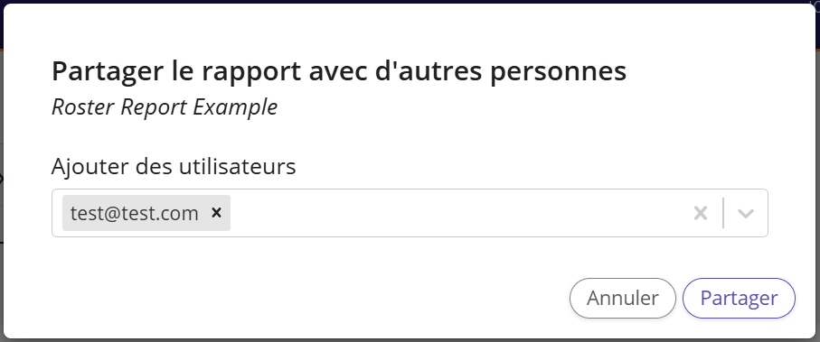 Une capture d'écran de la fenêtre contextuelle « Ajouter des utilisateurs » avec le bouton « Partager » mis en évidence.