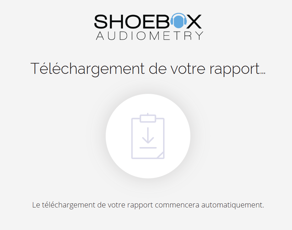 Capture d'écran du message qui s'affiche lorsqu'un rapport peut être téléchargé.