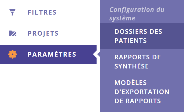 Une capture d'écran des options de configuration du système dans le menu latéral.