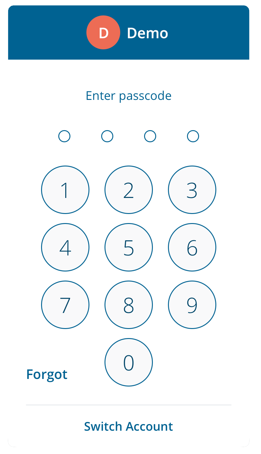 A screenshot of the Enter passcode screen in PureTest.