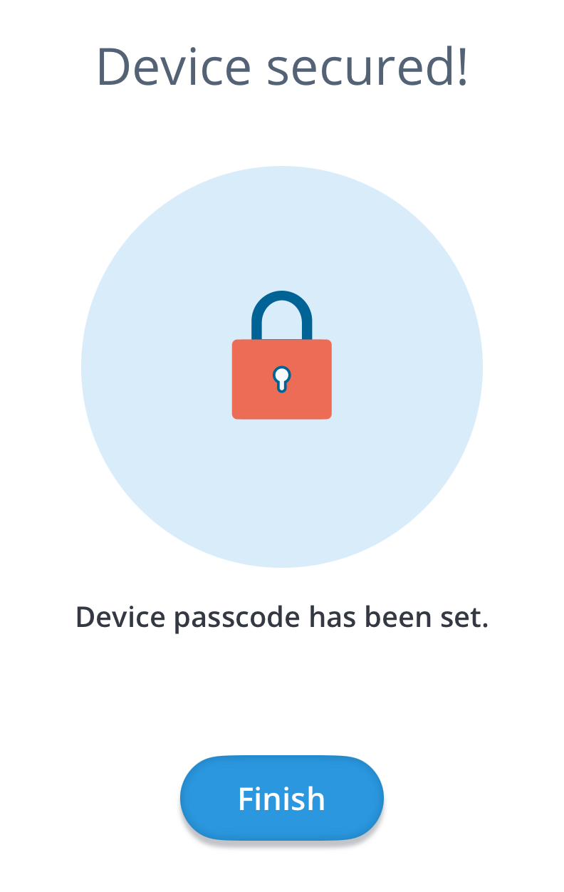 A screenshot of the New passcode set screen in PureTest.
