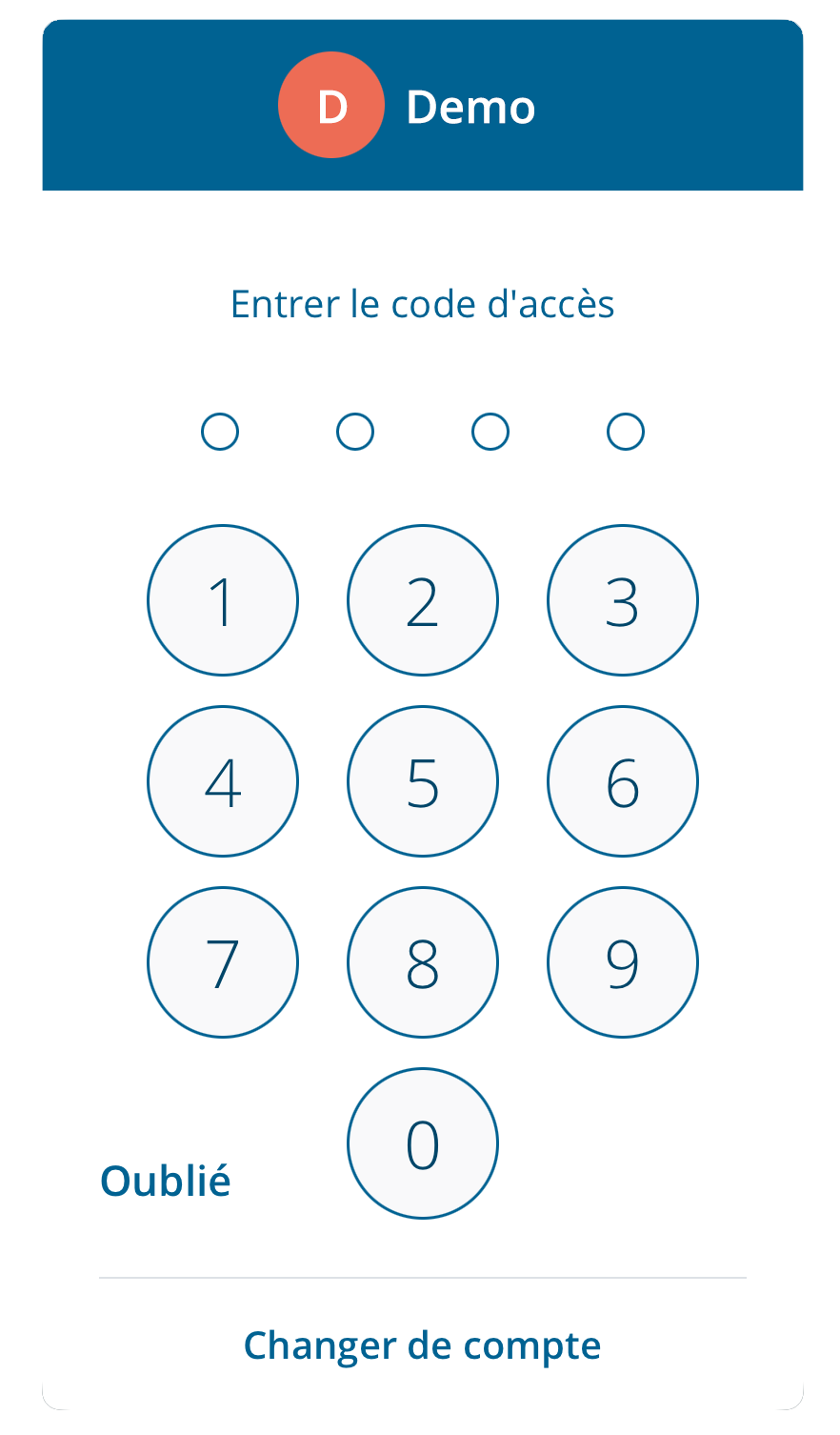 Capture d'écran de l'écran « Entrer le code d'accès » dans PureTest.