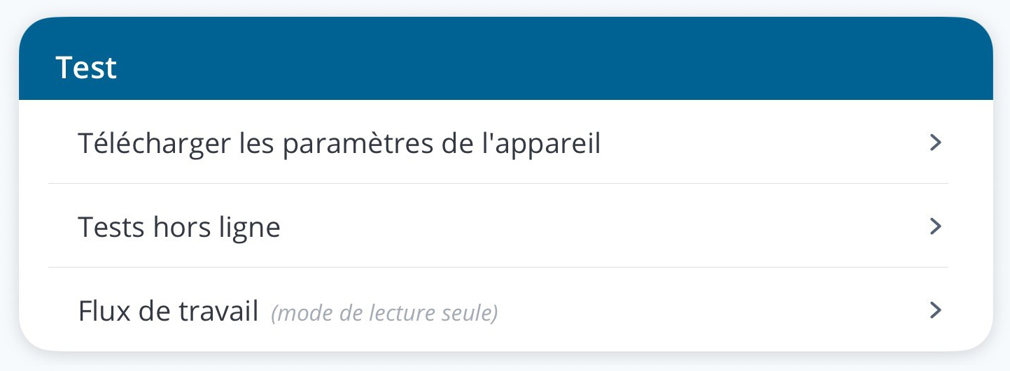 Une capture d'écran de l'option « Télécharger les paramètres de l'appareil » sur l'écran « Paramètres »