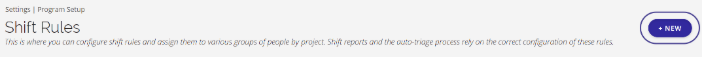 A screenshot of the New button on the shift rules page.