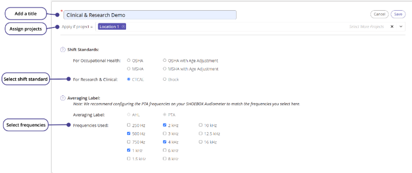 A screenshot of the shift rules available for clinical and research organizations.
